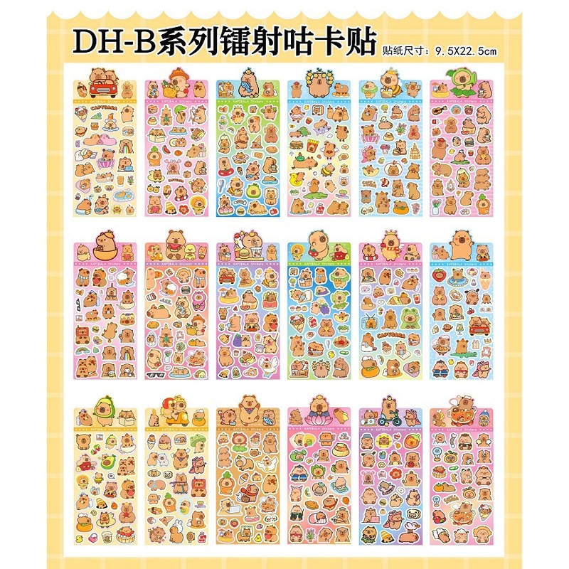 18枚の非繰り返しレーザー防水ステッカー、ハンドブックステッカー、かわいい漫画のキャラクターおもちゃ、サンリオイチゴクマラブ|undefined