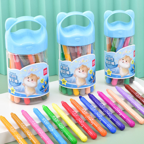 Deli 72084 water-soluble spin color stick oil pastel 12 colors 18 colors 24 colors art oil paint brush painting pen crayon