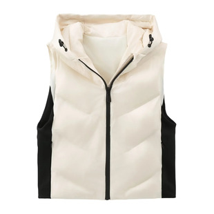 Cross-border pressure cotton-padded jacket vest women's European and American foreign trade autumn new hooded salad ornaments two-color slim-fit cotton vest