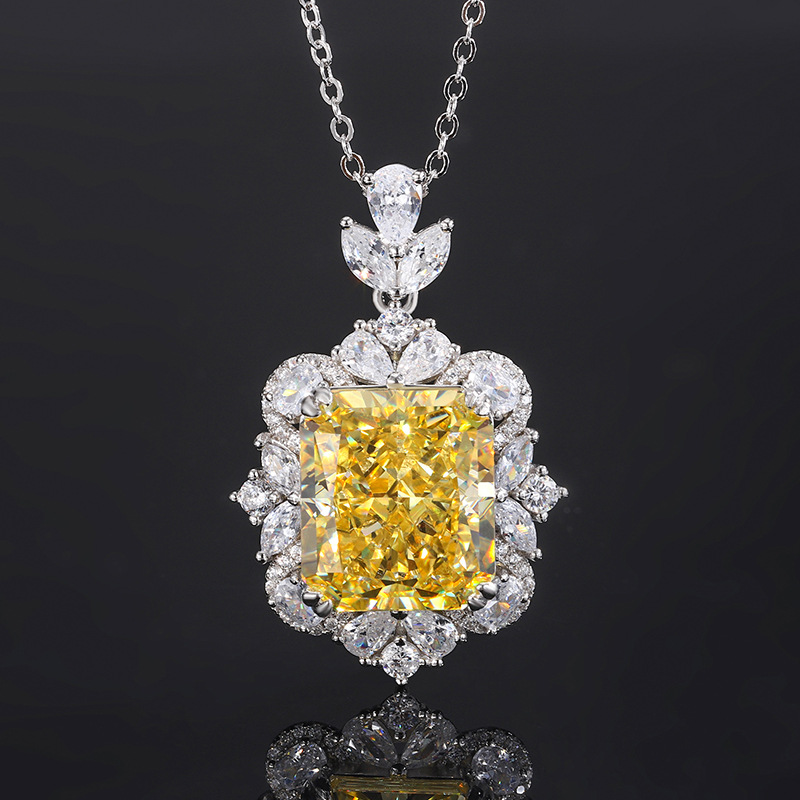 2023 nuevo estilo zhuang sheng joyería S925 todo el cuerpo plata diamante de alto carbono luz colgante lujo traje cuadrado 14*16