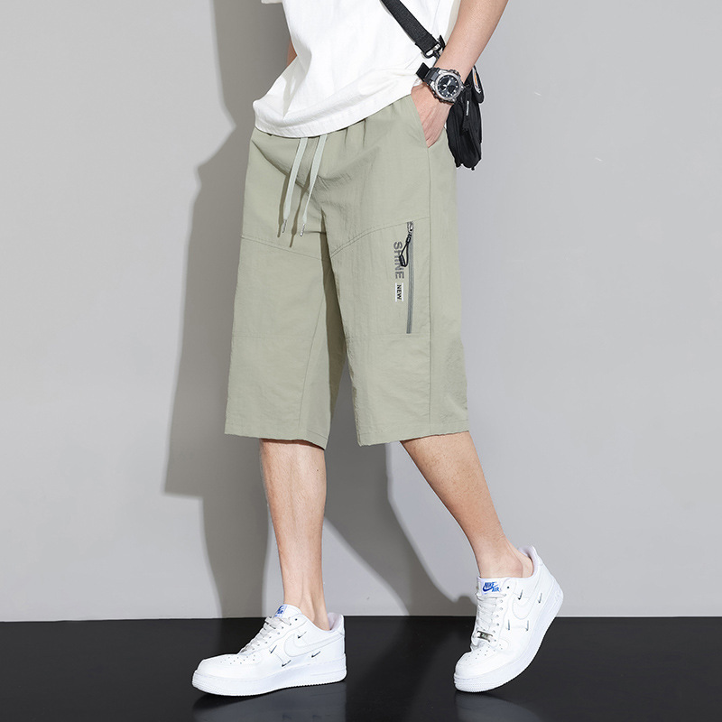 Ice Silk Quick-Dry Work Shorts for Men, Summer Casual Breathable Sports Shorts, Youth Beach Straight-Leg Mid-Length Pants