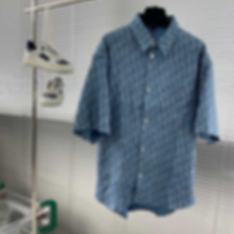 25Th Summer New Casual Fashion All-Over Jacquard Letter Logo Men's Short-Sleeved Shirt Top