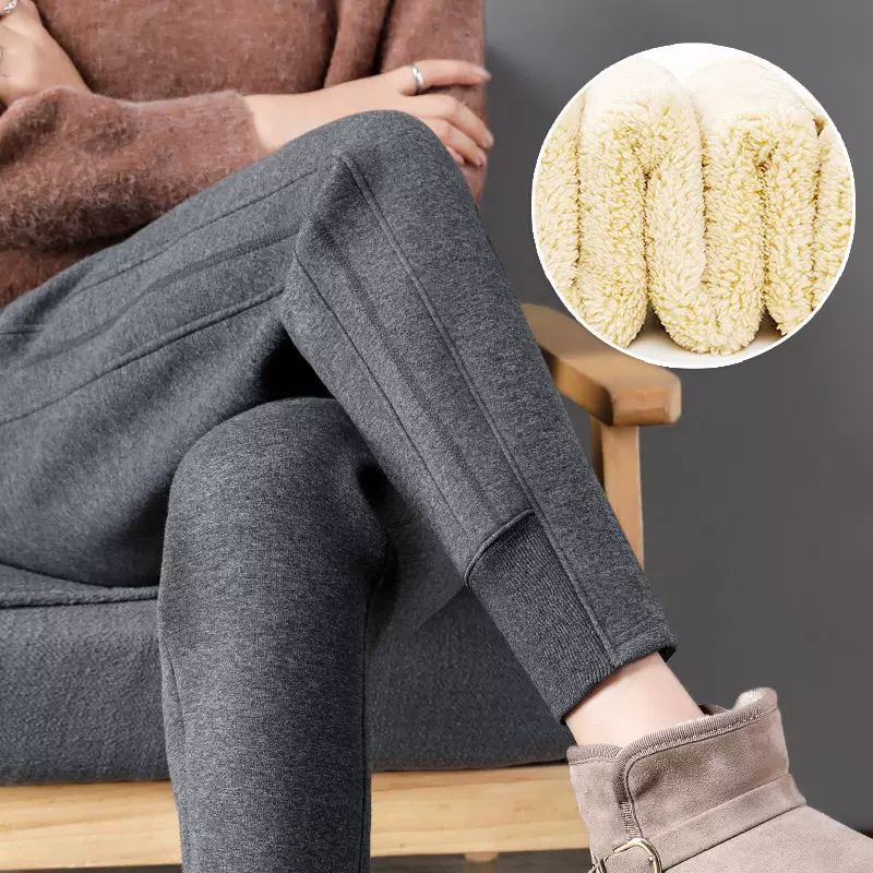 加绒运动裤女大码秋冬新款加厚卫裤显瘦休闲长裤外穿羊羔绒棉裤子