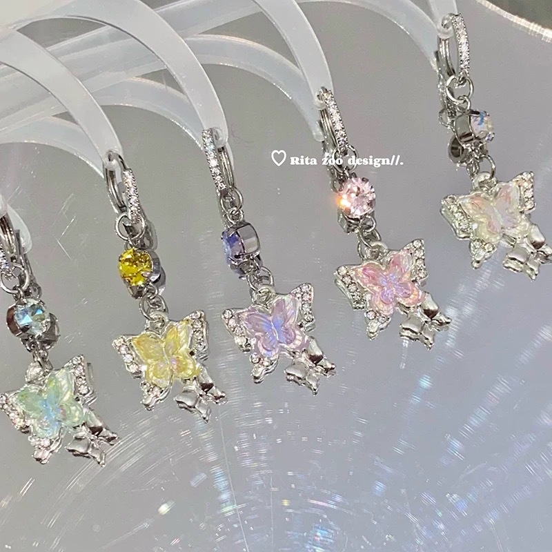 [Rita Zoo] Hua Zi Smart Butterfly Spring and Summer y2k Sweet Cool Spice Girls Exaggerated Diamond Earrings Earrings Earrings Earrings