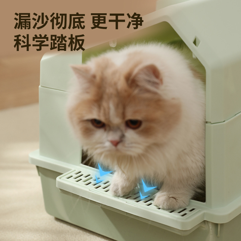 Gran caja de arena para gatos completamente cerrada extraíble gato perro inodoro con puerta mascota gato inodoro suministros para mascotas