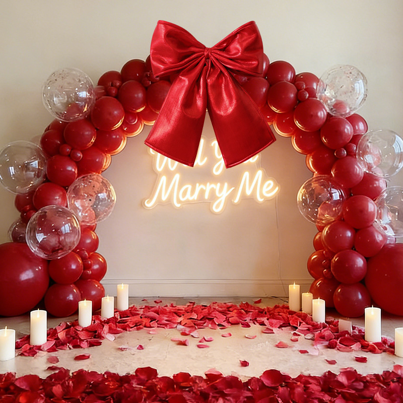 Nuevo día de San Valentín colgantes de arco de techo grande decoración de escena interior tela de terciopelo colgantes de arco de tamaño grande