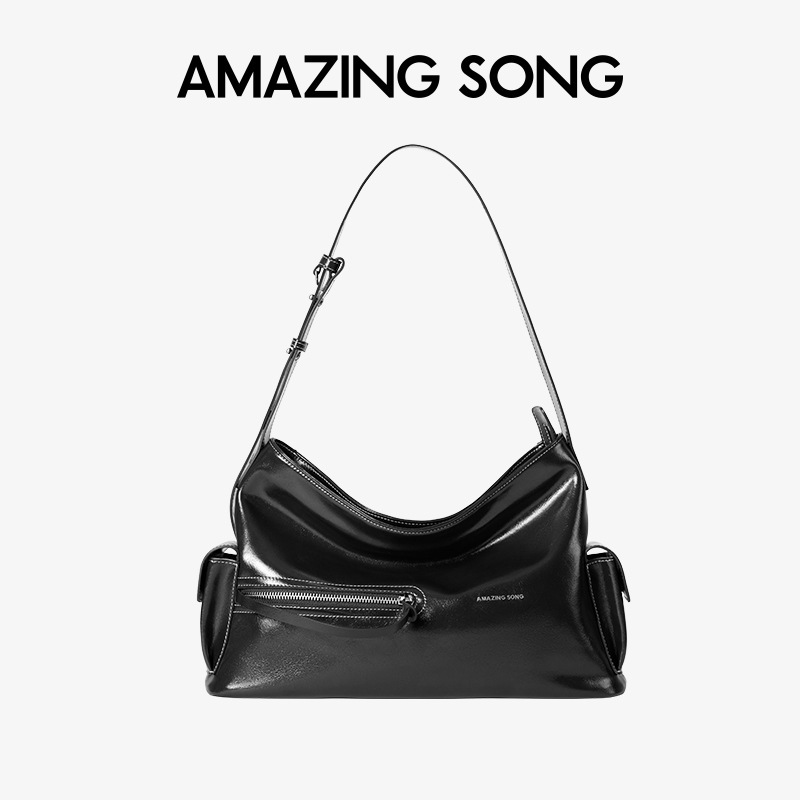 [陳都林と同じスタイル] Amazing Song リキュール スクエア HOBO ショルダー クロスボディバッグ レディース サドルバッグ|undefined