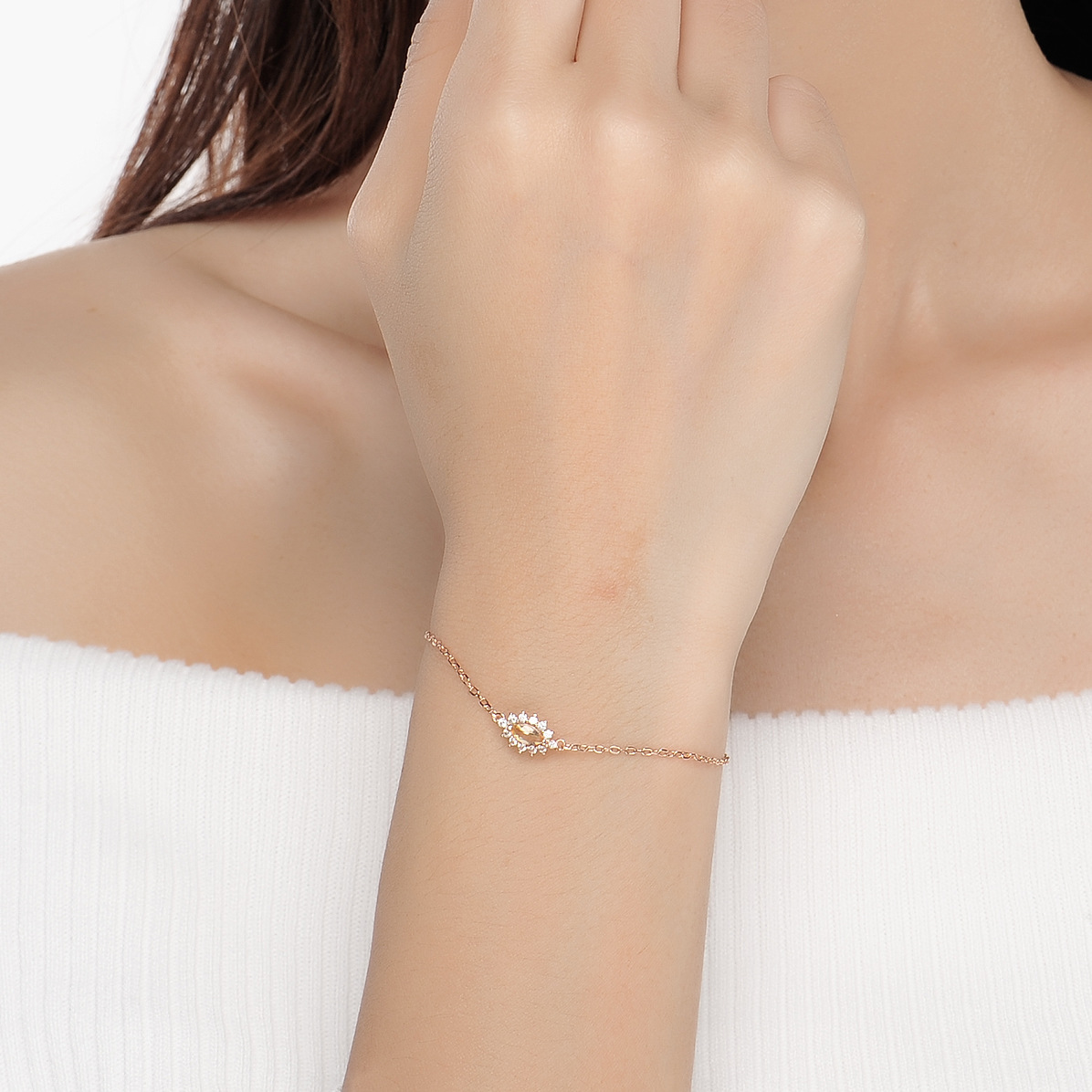 Fashion Water Droplets Sterling Silver Plating Inlay Crystal Zircon Bracelets 1 Piece