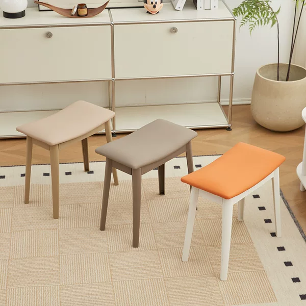 Curved Vanity Stool, Bedroom Luxury Soft Cushioned Makeup Chair, Simple Shoe-Changing Stool for Home Entrance, Simple Low Stool, Saddle Stool