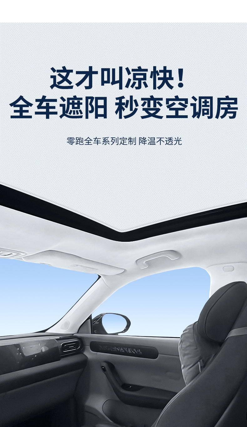 Suitable for Leapmotor 26 Models A10/D19 Sunroof Electrostatic Sunshade Curtain, Heat Insulation, Sun Protection, Privacy Sunshade Panel, Non-Transparent