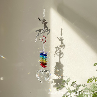 Source manufacturers cross-border special for new Christmas gifts courtyard decoration pendant elk rainbow love sun catcher