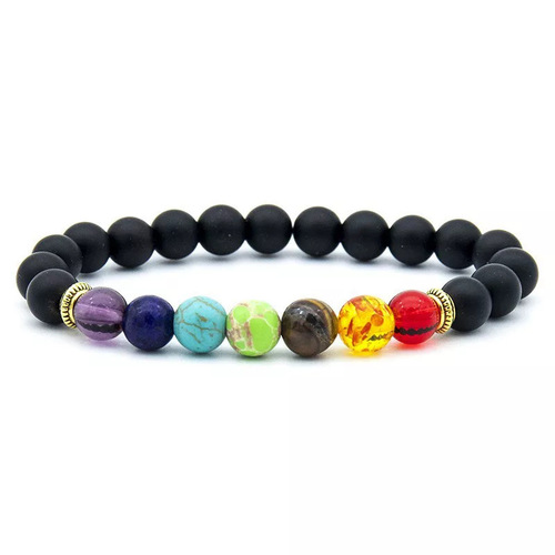 Lóngruì Bestselling Imitation Rainbow Volcanic Stone Aromatherapy Bead Bracelet Western-style Accessories Yoga Bracelet