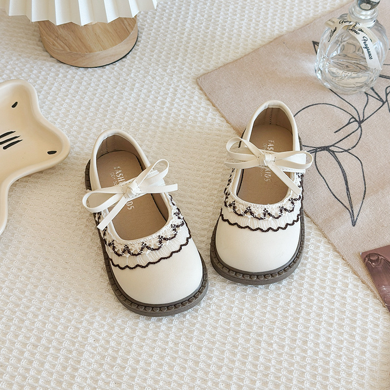 Modas infantiles versátiles zapatos de cuero 2026 nuevo verano niñas encaje arco zapatos princesa zapatos Lefour image 7