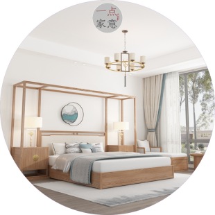 Modern Chinese Style Shelf Bed Log Style B&B Hotel Villa Simple Master Bedroom Jiji Furniture Manufacturer Direct Sales Solid Wood