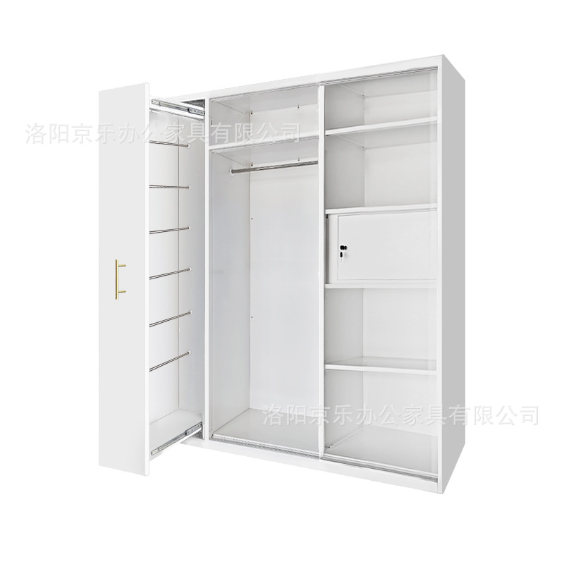 Nuevos productos de acero izquierda puerta deslizante derecha impresa armario dormitorio simple gran capacidad armario de almacenamiento ventas directas de fábrica transfronterizas