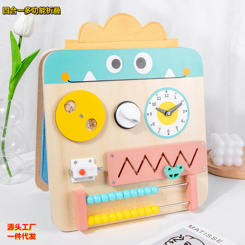 CPC CE transfronterizo de iluminación infantil ocupado bloque rompecabezas desbloqueo juguete Cuatro en Uno multifuncional plegable tablero ocupado