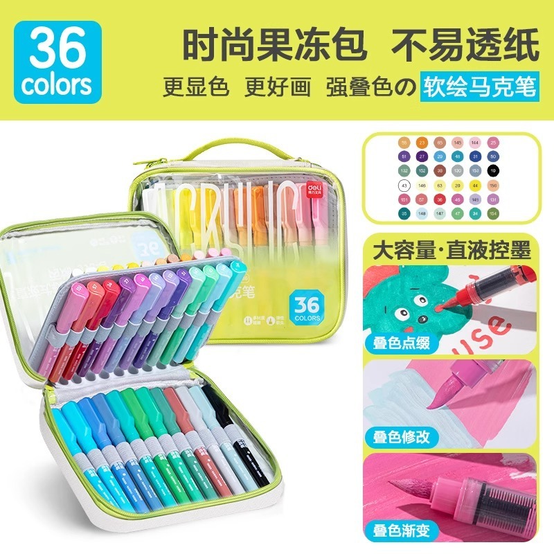 デリバッグ ストレート液体アクリルマーカーペン ソフトヘッド 積み重ね可能 強力なカバー力 小学生の絵画用の紙が透けにくい|undefined