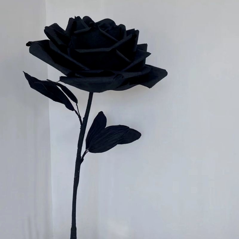 黑色玫瑰巨型婚庆美陈背景婚礼布置现场立体路引纸艺花巨型纸花|undefined
