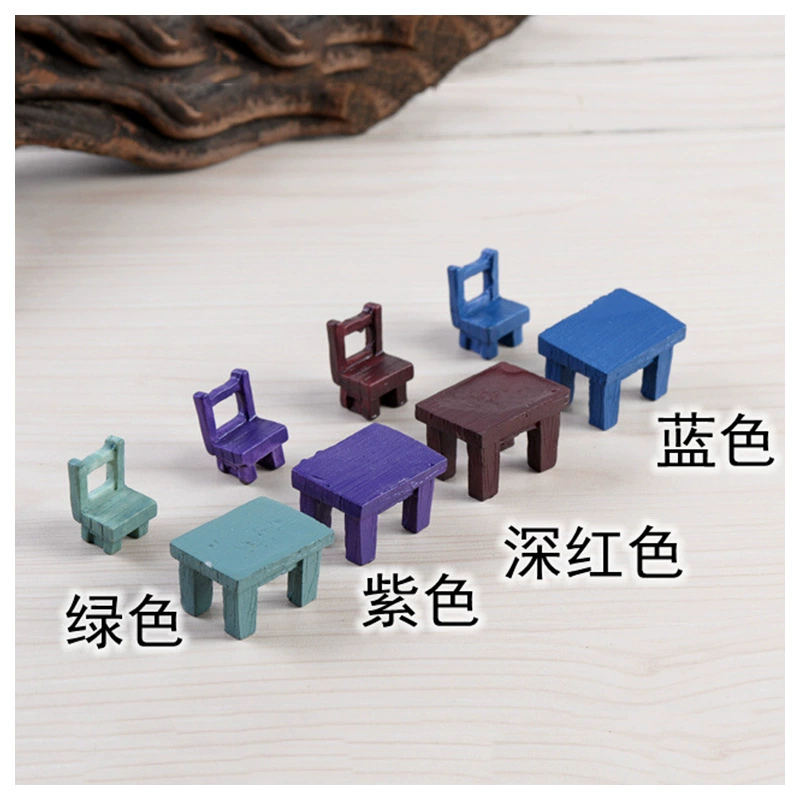 Zakka style decorative mini simulation resin small stool chair table micro -landscape succulent basin accessories