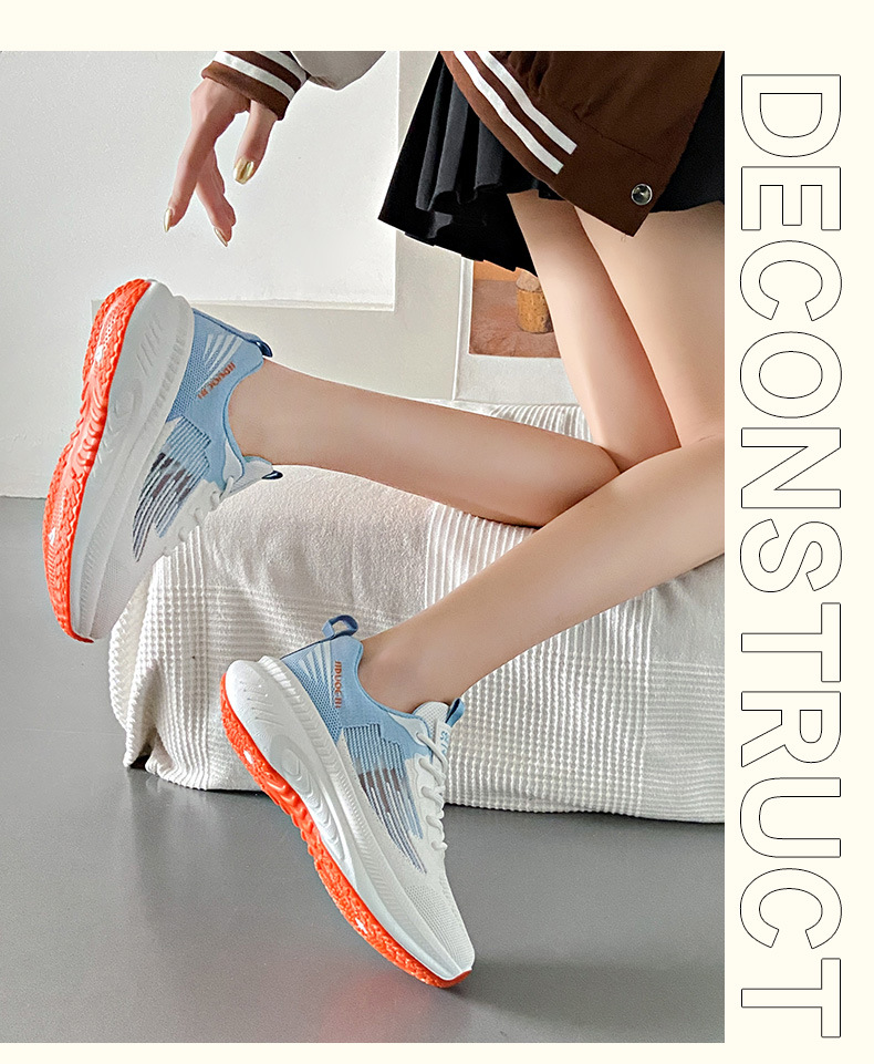 Flying Weaving Shoes 2024 Forår/sommer Ny Korean Edition Sportssko Dame Mesh Åndbar Student Fritidssko Fladløb_voghion.com