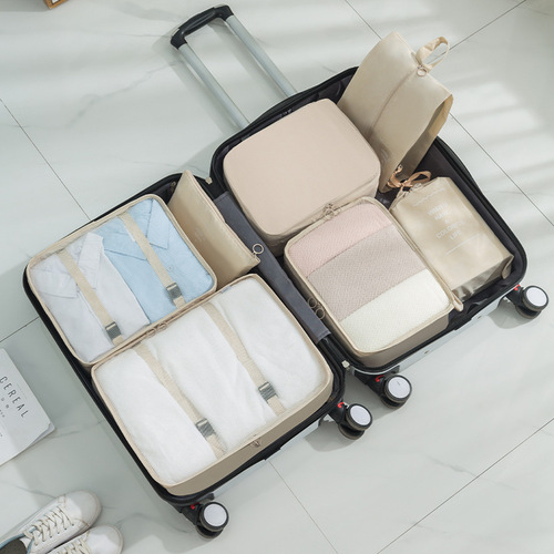 Twill travel storage set seven-piece set clothing pants classification storage bag portable large-capacity suitcase sorting bag