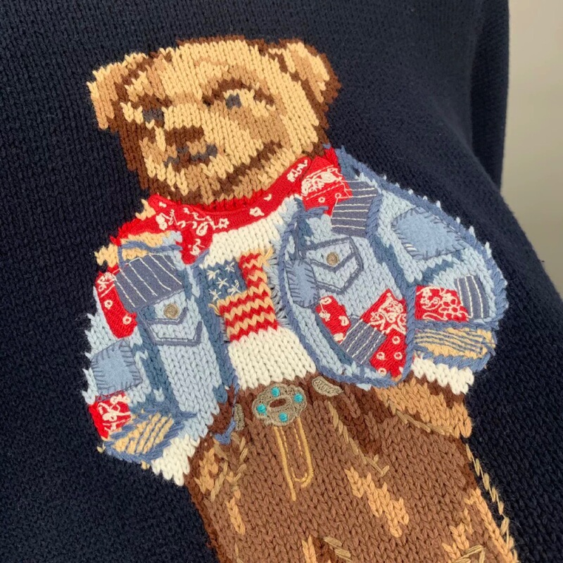 Xiaoma-秋冬新作レディースクラシック刺繍クマラウンドネックコットンルーズオールマッチニット長袖シャツ|undefined