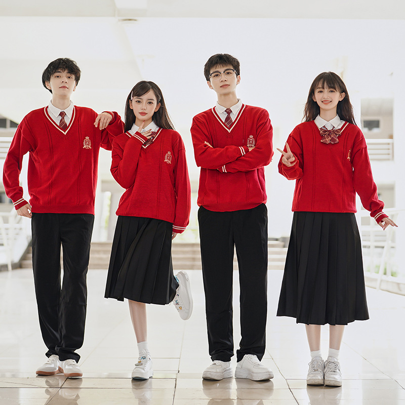 (2개) 클래스 유니폼 가을 대학 스타일 스웨터 중학생 고등학생 시니어 고등학생 스포츠 졸업 합창 교복 세트