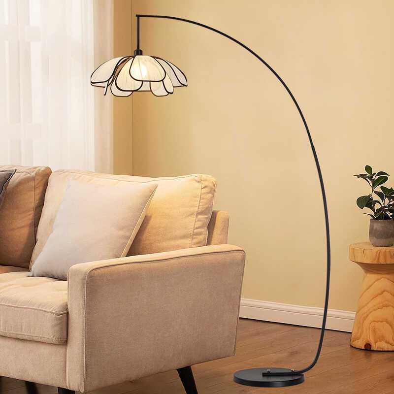 Medieval Style Petal Fishing Floor Lamp B&B Hotel Living Room Bedroom Retro Wabi-Sabi Style Flower Decoration Floor Lamp