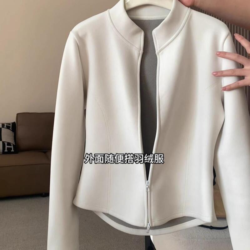 Good Korean Style, Lazy and Slimming Look! German Velvet Thickeneded Long-Sleeved Sweatshirt Jacket for Women, Warm Double Zipper Cardigan with Inner Top Good Korean Style, Lazy and Slimming Look! German Velvet Thickeneded Long-Sleeved Sweatshirt Jacket for Women, Warm Double Zipper Cardigan with Inner Top