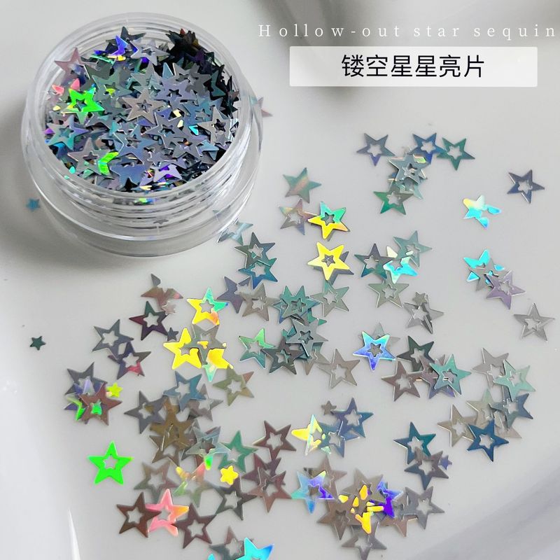 星星亮片美甲饰品网红爆款大小混银色五角星迷你超薄指甲贴片装饰|undefined