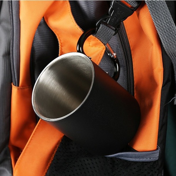 300ML跨境户外创意锁扣不锈钢喷塑马克杯登山扣水杯咖啡杯