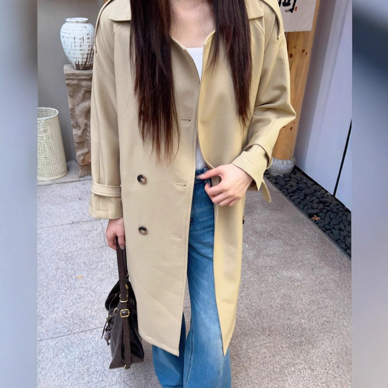 Korean-Style Trench Coat for Petite Women 2026 Spring and Autumn New Korean Version Double-Breasted British Style Versatile Trench Coat for Women Trendy