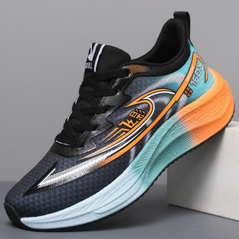 Nuevos hombres y mujeres parejas zapatos deportivos casuales suela suave tablero de carbono amortiguador zapatillas para correr estudiantes tendencia superficie de malla voladora ligera