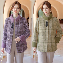 一件代发中老年女装加绒加厚保暖新款时尚中年妈妈装冬季毛呢外套