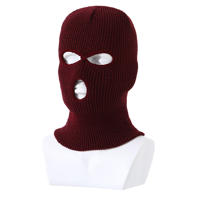 Nuevo sombrero de balaklava de punto cálido de invierno sombrero de punto de tres agujeros sombrero de 2 agujeros máscara de Punta cerrada