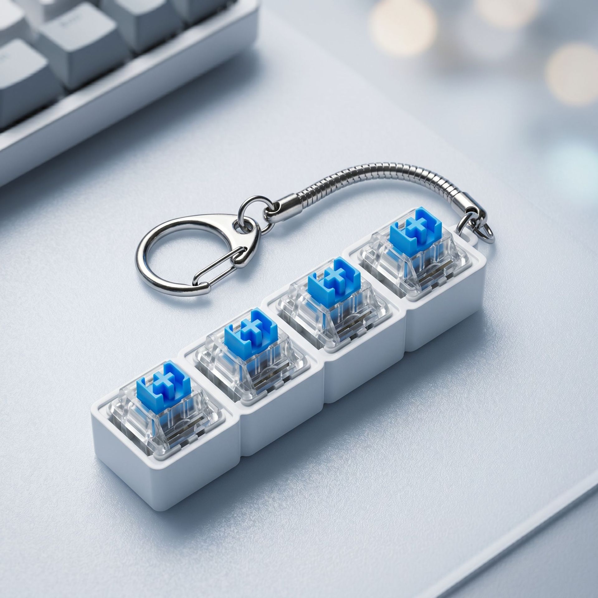 PC9键机械键盘减压按键指尖玩具解压钥匙扣试轴器LED灯透明底座