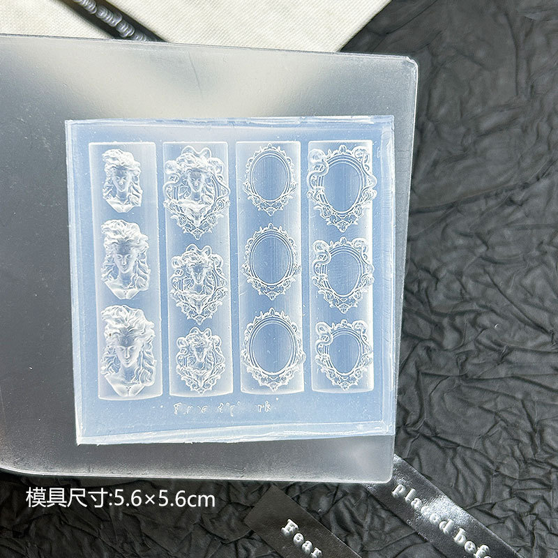 欧式美杜莎高透美甲边框装饰蛇皮祥云浮雕指甲装饰模DIY雕花胶模|undefined