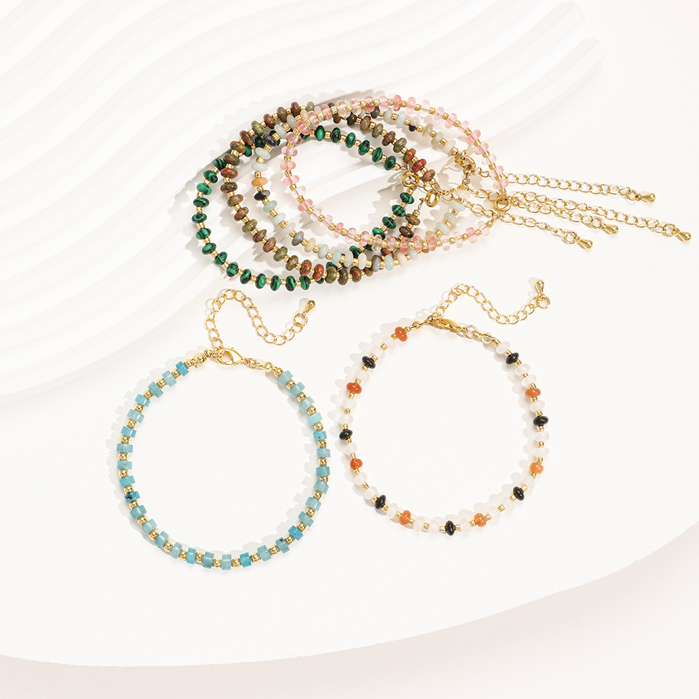 5g Weight Bracelets Classification 1 Piece Quantity Casual, Daily Occasion Stainless Steel, natural stone Material Color Block Pattern Women's Gender Vintage Style Style Vintage Style Color Block Stainless Steel Natural Stone Bracelets In Bulk 5