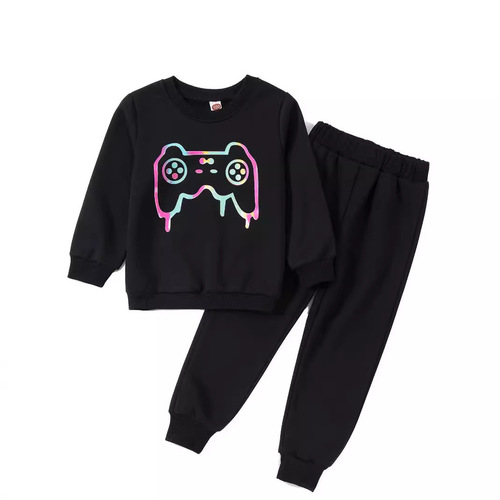 Children's Fashion Cartoon Print Long Sleeve Long Pants Set for Boys and Girls, Spring and Autumn New Arrival Casual Sport Sweatshirt Outfit