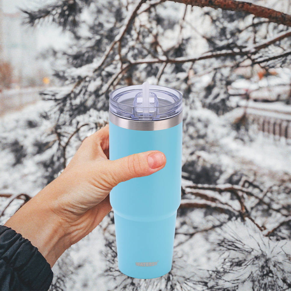 SX transfronteriza de gran capacidad 30oz taza de helado con paja fría taza de café 304 taza de coche de acero inoxidable