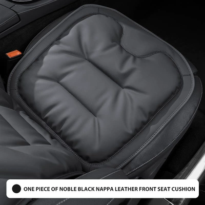 Cross-Border Popular Car Seat Cushion, Breathable Nappa Leather Seat Pad, Soft and Comfortable for All Seasons, Size Three (Seat cushion, seat cover) - noble-black-nappa-front-seat-cushion-1-piece