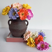 手札高档PU虞美人仿真花罂粟花假花欧式现代客厅餐桌摆件家居装饰