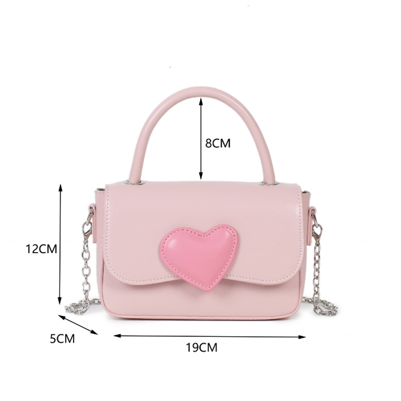 Sac à main en PU pour femmes, haut de gamme, contraste, cœur de pêche, couverture pratique, petit sac carré incliné, 2024 #, nouvelle collection 8325_voghion.com