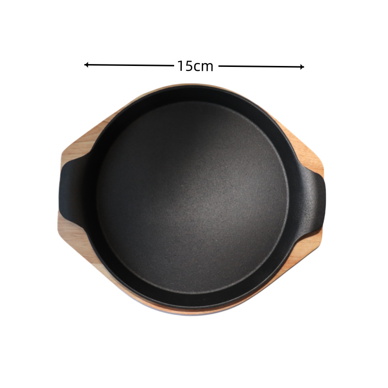 Plancha redonda de hierro fundido para asar, con asas, gruesa, para barbacoa, teppanyaki o filetes, venta directa de fábrica al por mayor