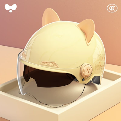 Motosiklet kaskı (dəbilqə): Certified, All-Season Use, High Aesthetic - 3c-double-mirror-apricot-hd-short-lens-class-a-new-national-standard-one-size-fits-all
