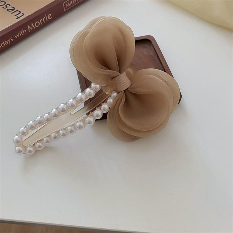 Simple Style Bow Knot Synthetic Yarn Pearl Hair Clip4