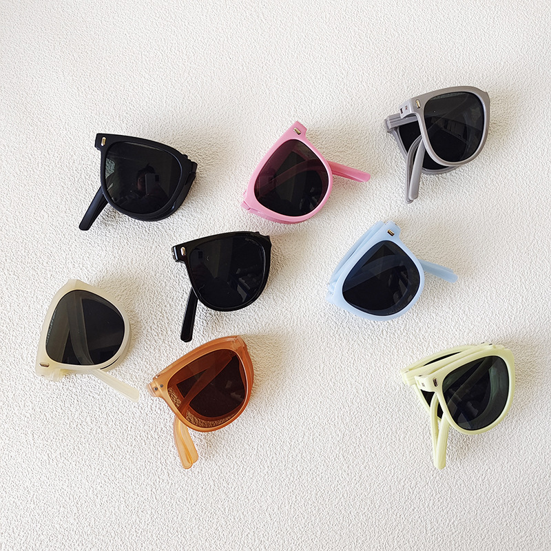 Streetwear Solid Color Pc Square Foldable Full Frame Kids Sunglasses display picture 4