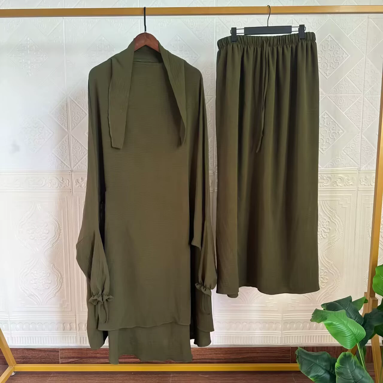 Set, long-sleeve, dress, European style, 2 piece set