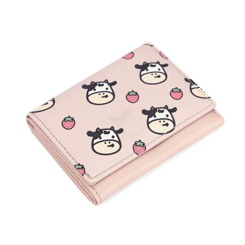 New multi-card slot short small coin purse women's mini wallet three-fold wallet Japanese and Korean version cow card bag for women