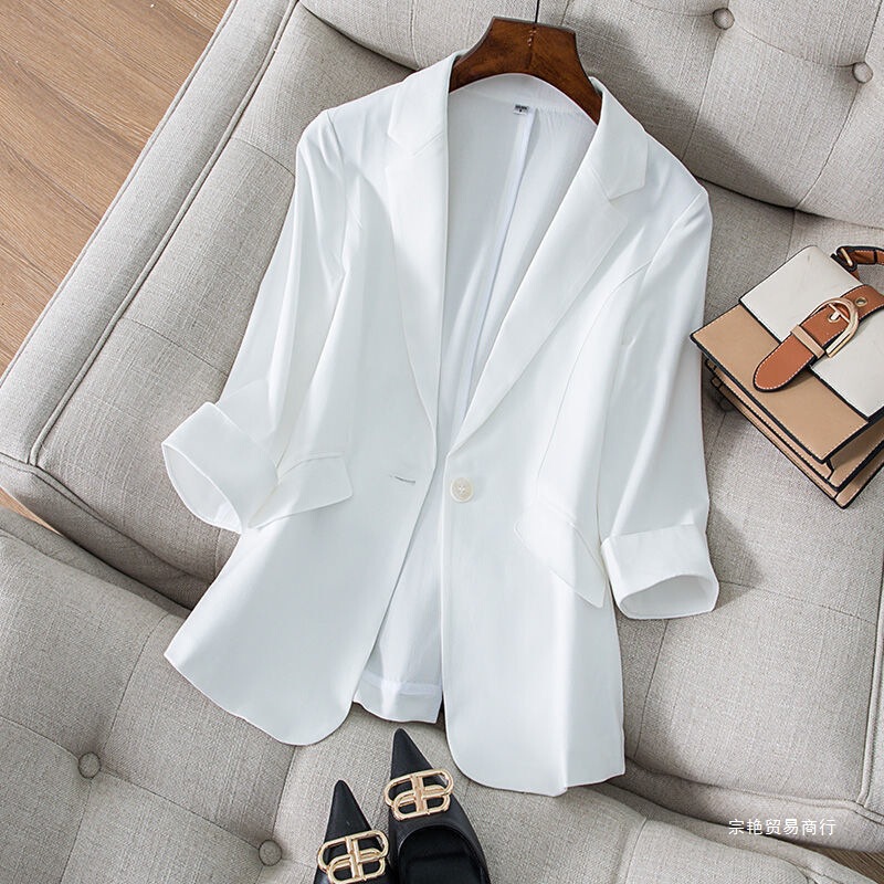 White Small Suit Jacket 2025 New Women's Spring and Summer Thin Korean Style Slimming Look and Elegant Women's Suit Top